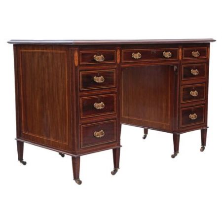 Antiker Viktorianischer Mahagoni Schreibtisch Massivholz ca. 1880