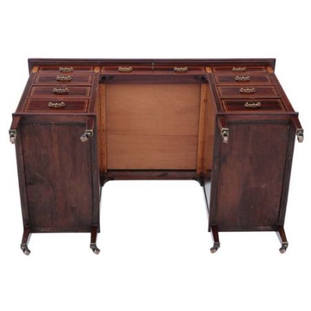 Antiker Viktorianischer Mahagoni Schreibtisch Massivholz ca. 1880