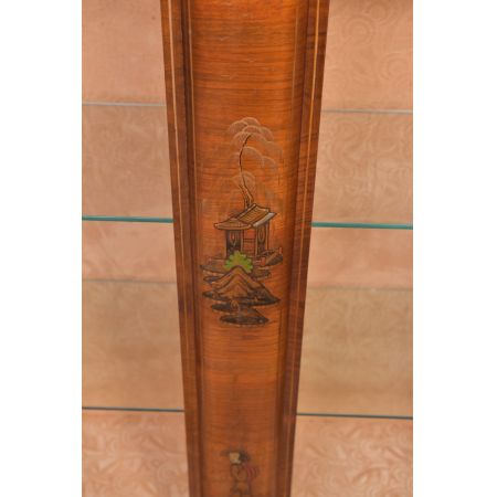 walnut chinoiserie decorated display cabinet