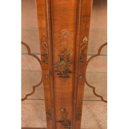 walnut chinoiserie decorated display cabinet