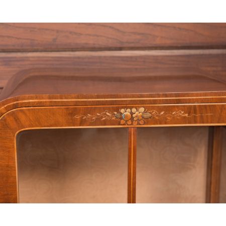 walnut chinoiserie decorated display cabinet