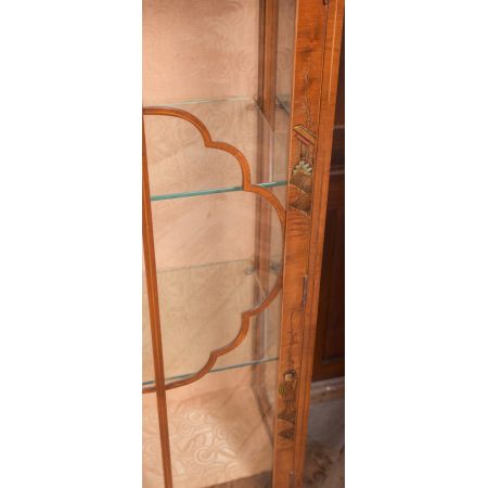 walnut chinoiserie decorated display cabinet