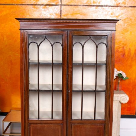 antiker Bücherschrank Buchsbaum mit Mahagoni-Glasur Massivholz 1900