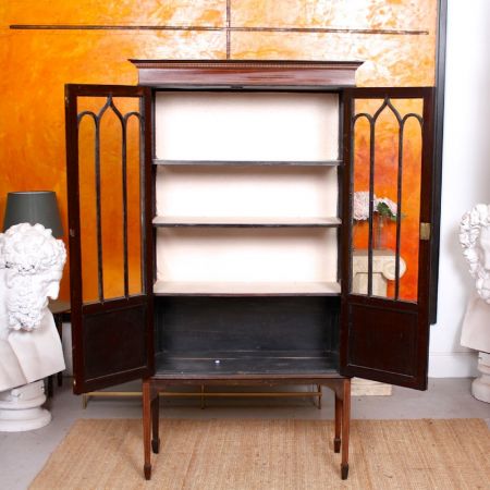 antiker Bücherschrank Buchsbaum mit Mahagoni-Glasur Massivholz 1900