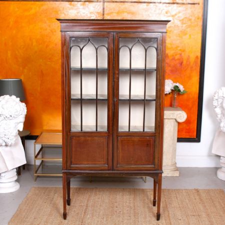 antiker Bücherschrank Buchsbaum mit Mahagoni-Glasur Massivholz 1900