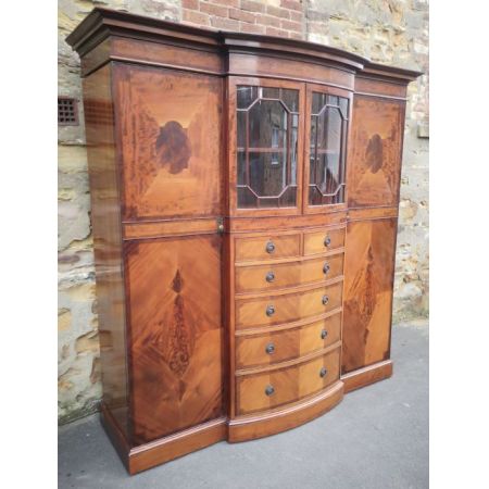 Antiker großer Mahagoni Kleiderschrank / breakfront wardrobe, edwardianisch, ca. 1900