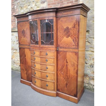 Antiker großer Mahagoni Kleiderschrank / breakfront wardrobe, edwardianisch, ca. 1900