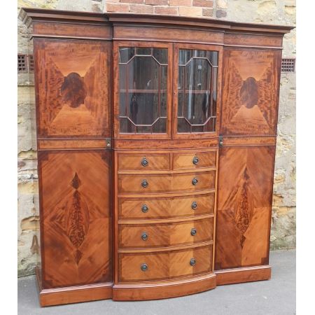 Antiker großer Mahagoni Kleiderschrank / breakfront wardrobe, edwardianisch, ca. 1900