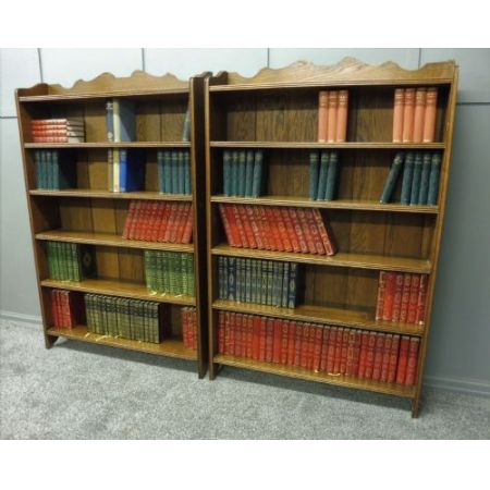 antikes Paar Bücherschränke Eiche Massivholz 1920