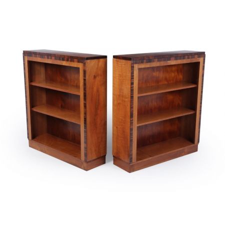 Art Deco Paar Nussbaum Bücherregale Massivholz antik ca 1930