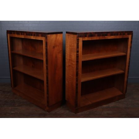 Art Deco Paar Nussbaum Bücherregale Massivholz antik ca 1930