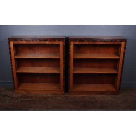 Art Deco Paar Nussbaum Bücherregale Massivholz antik ca 1930