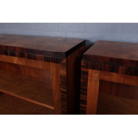 Art Deco Paar Nussbaum Bücherregale Massivholz antik ca 1930