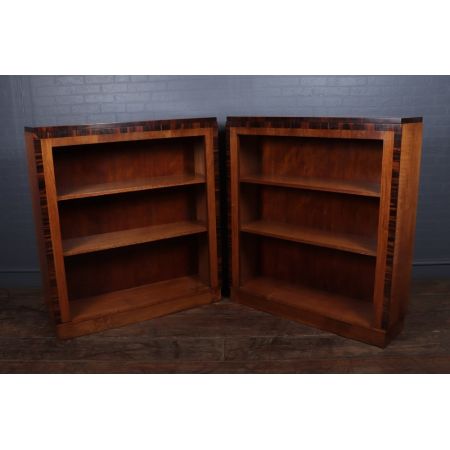 Art Deco Paar Nussbaum Bücherregale Massivholz antik ca 1930