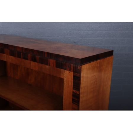 Art Deco Paar Nussbaum Bücherregale Massivholz antik ca 1930