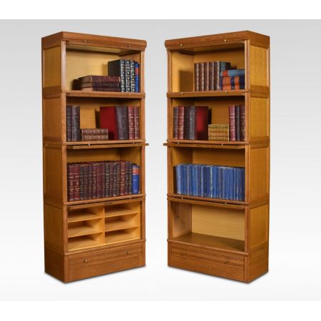 Paar Eichen Bücherschränke Massivholz antik ca 1910