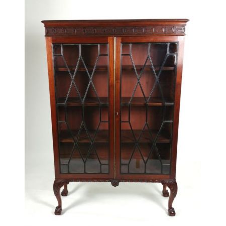 antikes Paar Chippendale-Revival-Bücherschränke Mahagoni Massivholz 1890