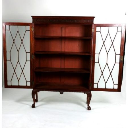 antikes Paar Chippendale-Revival-Bücherschränke Mahagoni Massivholz 1890