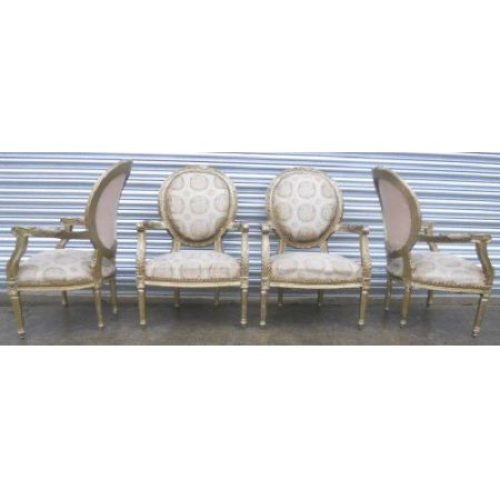 Set von vier vergoldeten Salonsesseln Massivholz antik ca 1910