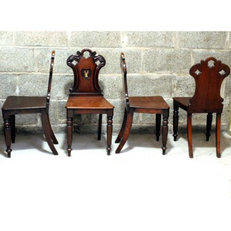 Viktorianisches Set von vier Mahagoni Stühlen Massivholz antik ca 1870