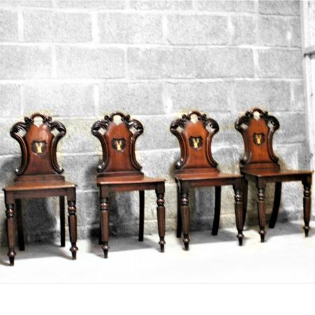 Viktorianisches Set von vier Mahagoni Stühlen Massivholz antik ca 1870