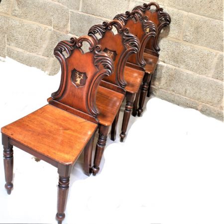 Viktorianisches Set von vier Mahagoni Stühlen Massivholz antik ca 1870