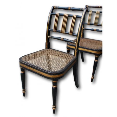 Regency set vier ebonisierte Esszimmerstühle Massivholz antik ca 1815