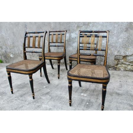 Regency set vier ebonisierte Esszimmerstühle Massivholz antik ca 1815