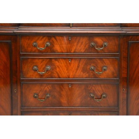 antiker Breakfront-Bücherschrank im Chippendale-Stil Mahagoni Massivholz 1920
