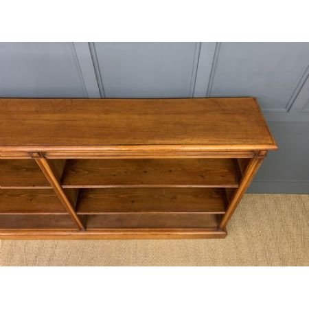 Langes viktorianisches Bücherregal aus goldener Eiche