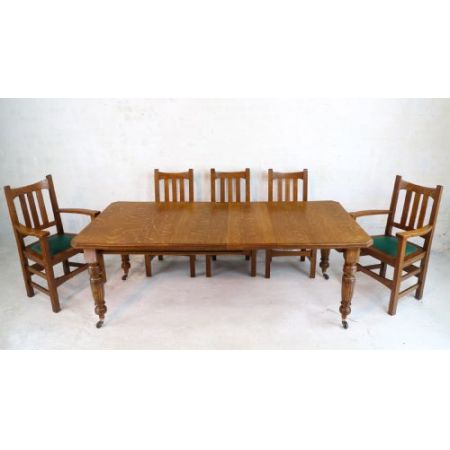 Esstisch für bis zu acht 8 Personen antik Eiche spätviktorianisch Massivholztisch