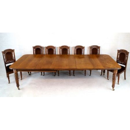 Ausziehbarer viktorianischer Esstisch aus Eiche 