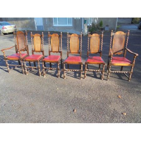 Antikes Set aus sechs Esszimmerstühlen aus Eiche