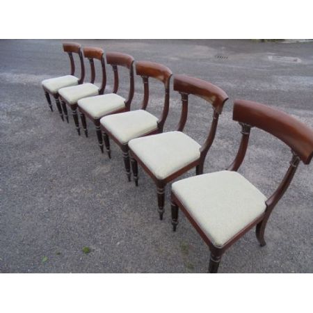 Antikes Set aus sechs Mahagoni Esszimmerstühlen