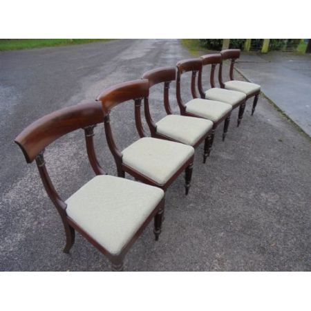 Antikes Set aus sechs Mahagoni Esszimmerstühlen