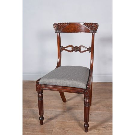 Satz von sechs Regentschafts-Mahagoni-Esszimmerstühlen