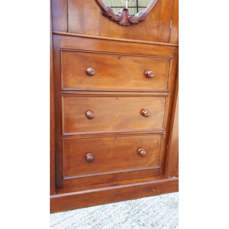 antiker, viktorianischer Kleiderschrank aus Mahagoni Massivholz