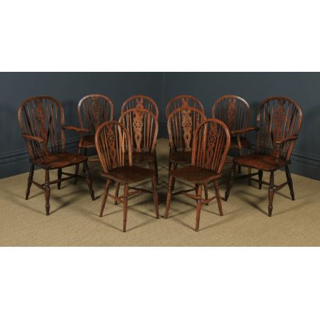 Antikes englisches Set mit 10 Windsor Rückenlehnen Stühlen, ca. 1900 