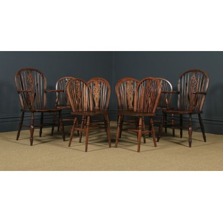 Antikes englisches Set mit 10 Windsor Rückenlehnen Stühlen, ca. 1900 