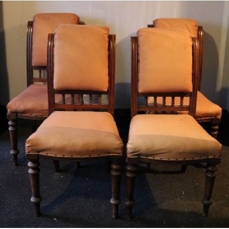 Satz von vier viktorianischen Mahagoni-Esszimmerstühlen, antik, ca. 1870