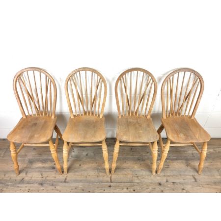 Set mit vier Bauernstühlen aus Buche und Ulme aus dem frühen 20. Jahrhundert, antik