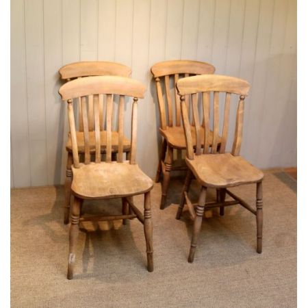 Antikes Set aus vier Buchenstühlen, ca. 1890