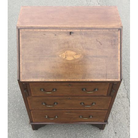 Antikes, kleines Inlaid Schreibbüro aus Mahagoni, ca. 1900