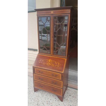 Antiker Bücherschrank mit englischem Bureau aus Mahagoni, ca. 1900