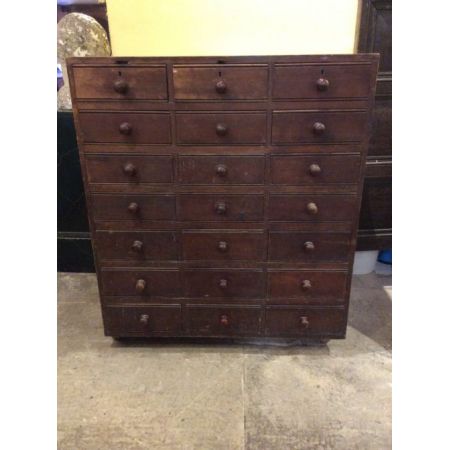 Kiefernschrank mit 21 Schubladen aus dem 19. Jahrhundert