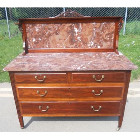 Antike edwardianische Kommode aus Mahagoni mit einer Mamorplatte