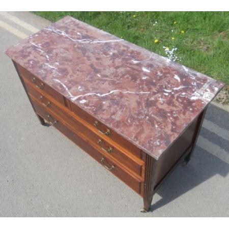 Antike edwardianische Kommode aus Mahagoni mit einer Mamorplatte