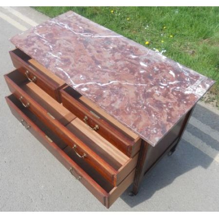 Antike edwardianische Kommode aus Mahagoni mit einer Mamorplatte