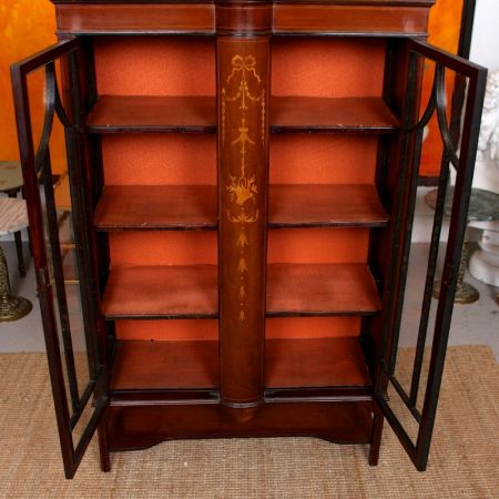 Antiker glasierter Display Bücherschrank aus Mahagoni im Jugendstil