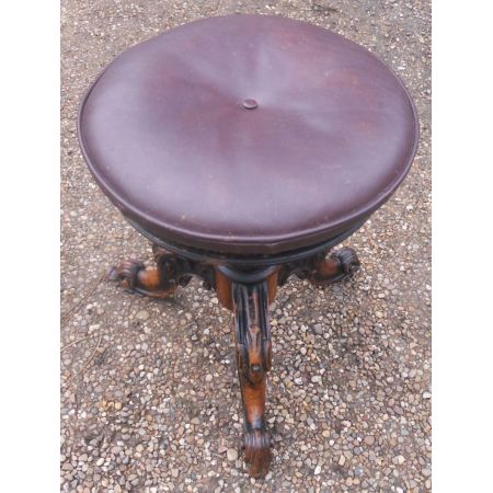 Antiker viktorianischer Stativ Klavierhocker aus Walnuss